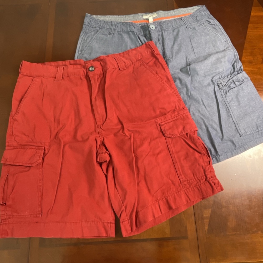Lot Two Men's Cargo Shorts Merona, Beans And Bones Size 38